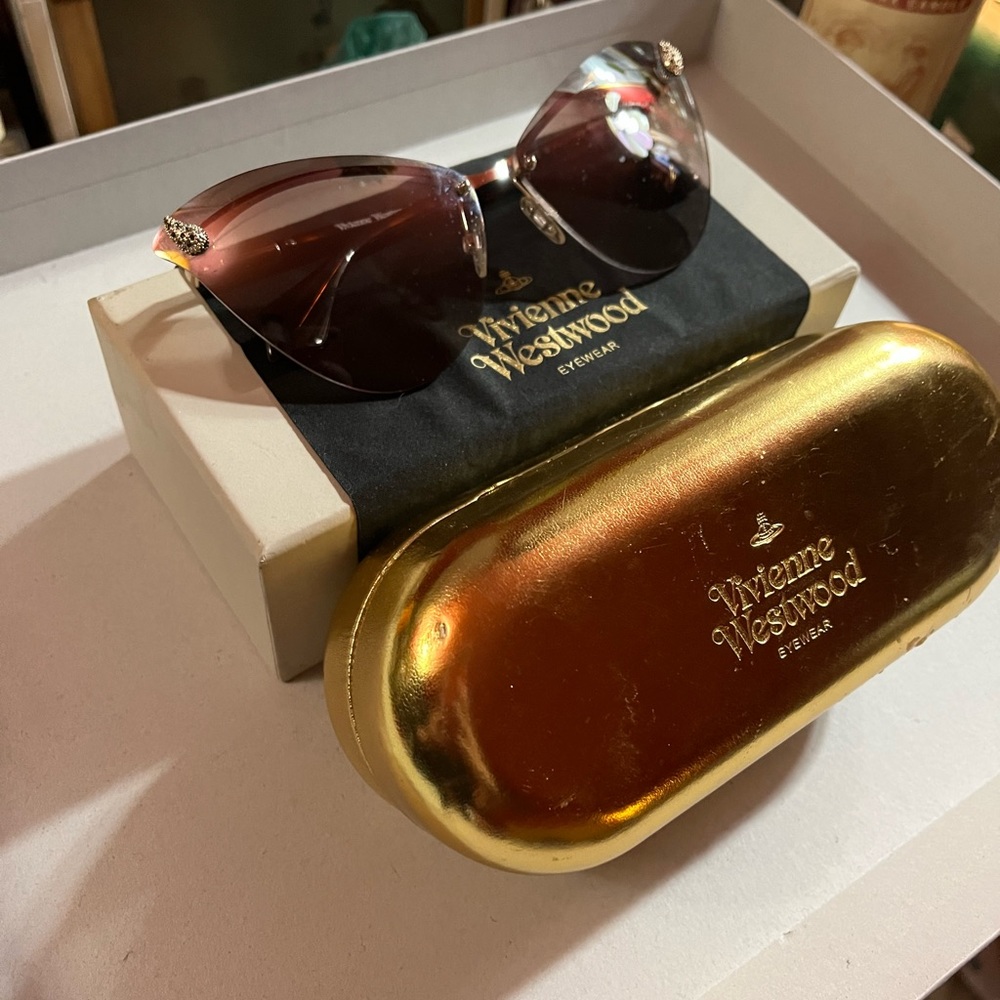 Vivienne westwood Rimless Diamante Horn Sunglasses